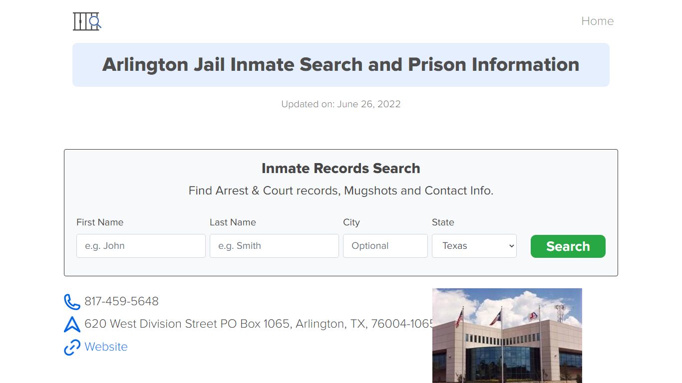 Arlington Jail Inmate Search and Prison Information